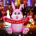 thumbnail image 3 of 5FT Easter Inflatable Bunny Holding Happy Easter Banner With LED Lights, Outdoor Garden Yard Holiday Party Decorations, 3 of 7