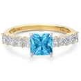thumbnail image 3 of Gem Stone King 14K White And Yellow Gold Swiss Blue Topaz and Lab Grown Diamond Engagement Ring for Women | 2.42 Cttw | Princess 6MM | Gemstone November Birthstone | Size 8, 3 of 6