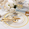 thumbnail image 2 of 350PCS Clear Gold Plastic Dinnerware Set for 50 Guests, Fancy Disposable Plates for Party, Include: 50 Dinner Plates, 50 Dessert Plates, 50 Pre Rolled Napkins with Gold Silverware, 50 Cups, 2 of 14
