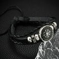 thumbnail image 4 of Norse Viking Compass Faux Leather Bracelet - Handmade Multi-Layer Beaded Wristband with Runic Inscriptions, Gift in Black, Brown, or Blue, Viking Jewelry,Blue, 4 of 12