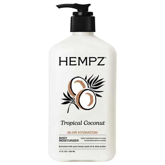 Hempz Tropical Coconut Moisturizing Body Lotion for Dry Skin, 17 fl oz
