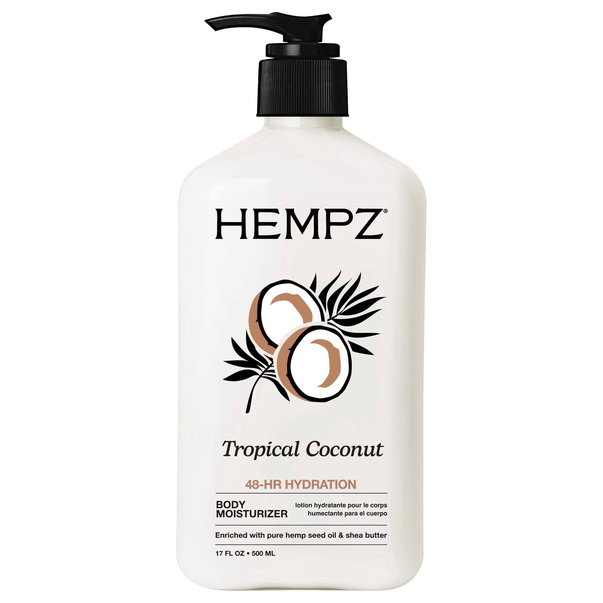 Hempz Tropical Coconut Moisturizing Body Lotion for Dry Skin, 17 fl oz
