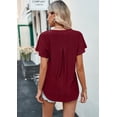 thumbnail image 4 of Womens Summer Blouses Ruffle Short Sleeve V Neck Shirts Casual Crochet Eyelet Tops, 4 of 5