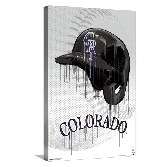 MLB Colorado Rockies - Drip Helmet 22 Canvas Wall Poster, 14.725" x 22.375"