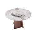 thumbnail image 5 of LovingAHome 53" Round Dining Table for 4-6 with 23.62" Lazy Susan, Modern Dining Room Table for Kitchen, Pandora White Sintered Stone Tabletop with Copper Stainless Steel Base (Table Only), 5 of 6