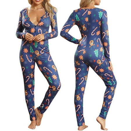 

Careslong One-Piece Hooded Sleepwear Sexy Printed Christmas Pajamas Long Sleeve Bodycon Pajamas Women s V-Neck Jumpsuit Onesie Romper Bodysuits Outfits for Women welcoming