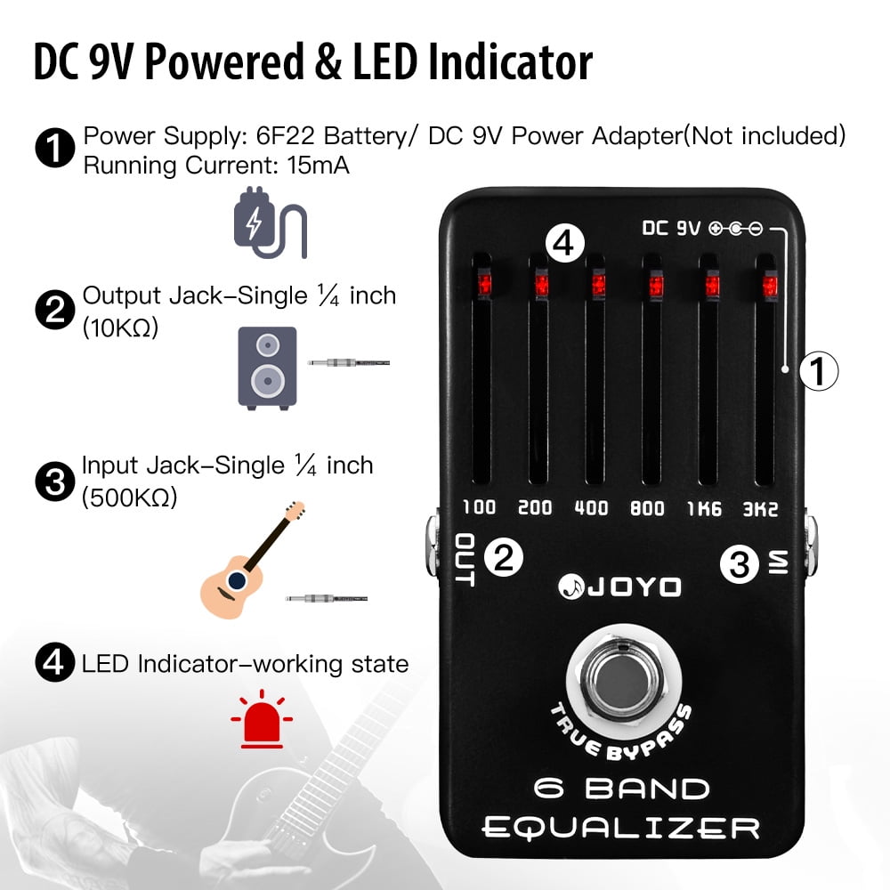 JOYO JF-11 6 Band EQ Pedal Equalizer ±18dB Guitar Effect Pedal