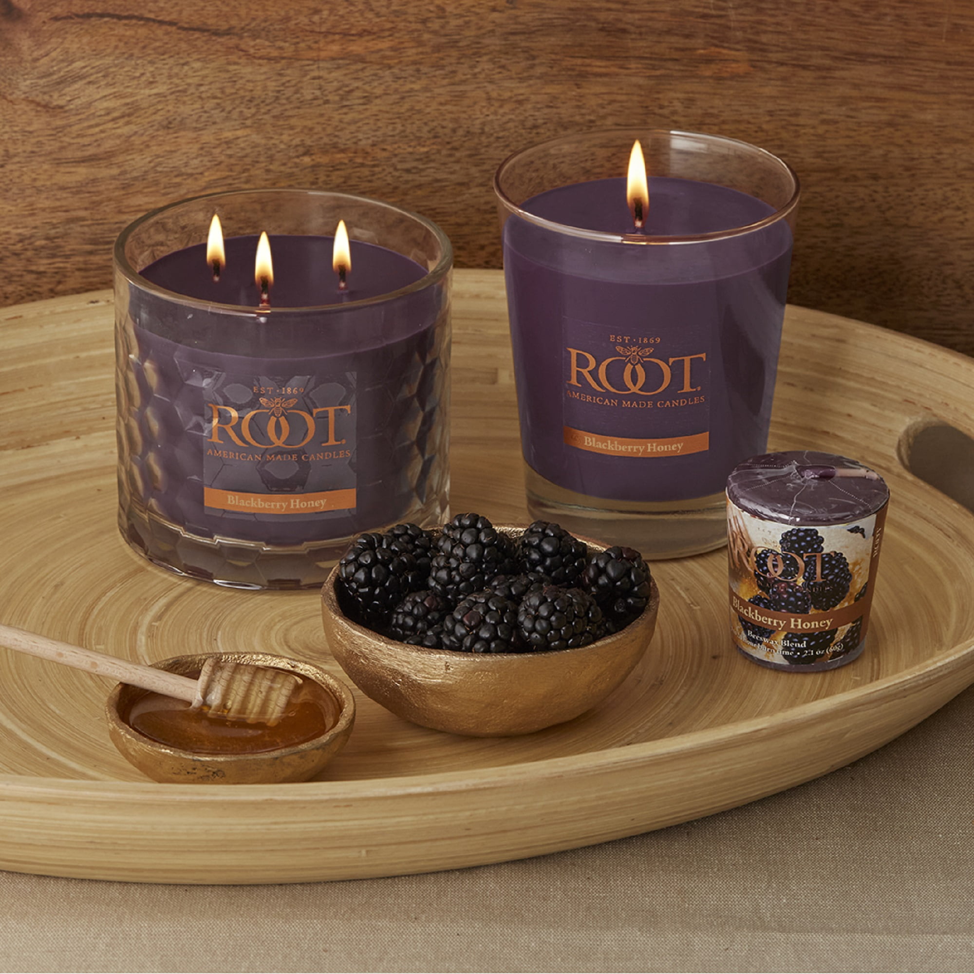 ROOT Candles Blackberry Honey 10.5 oz Large Veriglass Jar