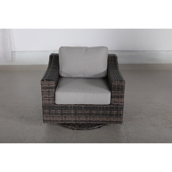 Living Source International 3-Person Wicker / Rattan Seating Group in Brown/Gray