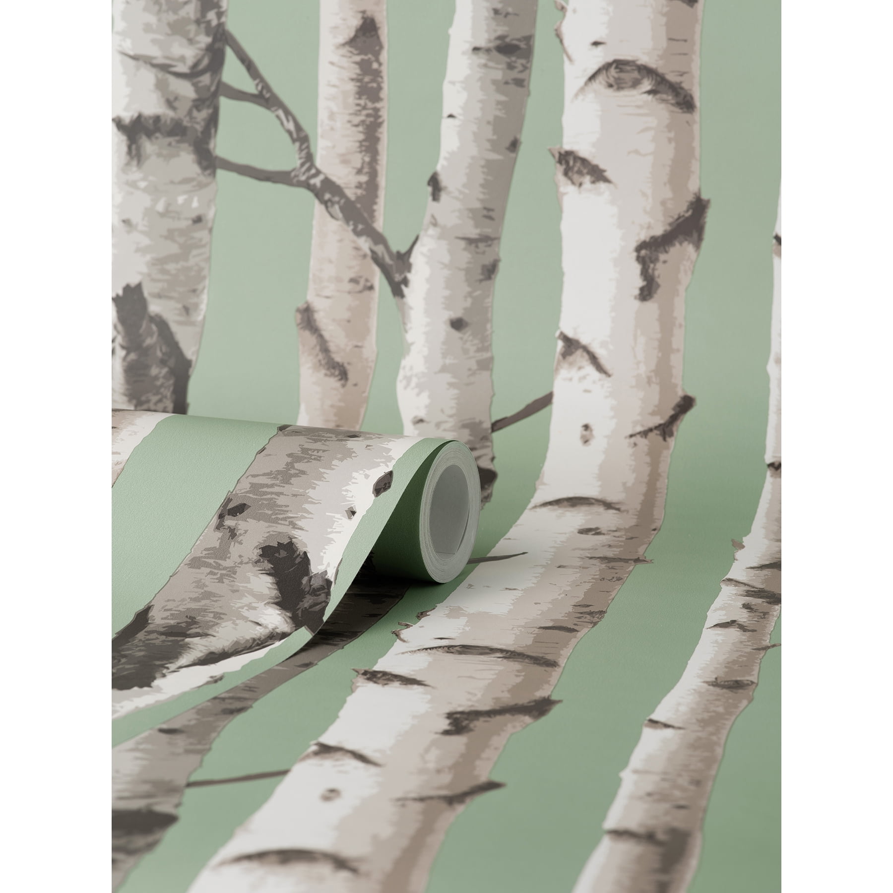 Fine Decor Chester Sage Birch Trees Wallpaper, 20.5-in by 33-ft