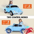 thumbnail image 4 of 12V Licensed Volkswagen Beetle Ride-On Car for Toddlers, Remote Control, LED Lights, 3 Speeds, Music, for Kids Ages 2-5, Blue, 4 of 8