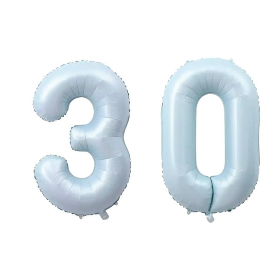 Number Thirty Balloon Pastel Blue Sky Blue Light Blue 32" Large Party Birthday Balloon
