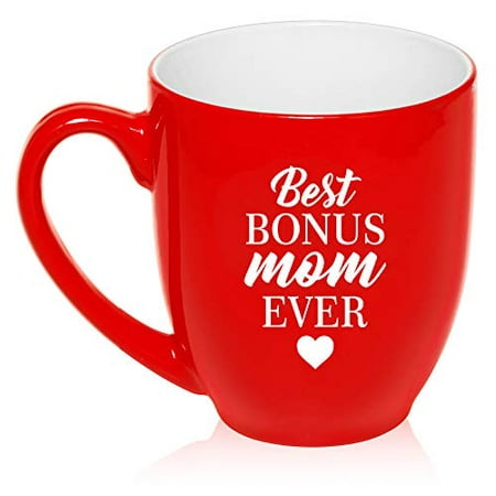 16 oz Large Bistro Mug Ceramic Coffee Tea Glass Cup Best Bonus Mom Ever Step Mom Mother