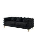 thumbnail image 3 of Teddy 81Inch Oversized 3 Seater Sectional Sofa with Deep Seat Design,Comfort Fabric Sectional Sofa with 3 Pillows,Modern  Upholstered Loveseat with Stylish Metal Legs for Living Room, Bedroom,Black, 3 of 9