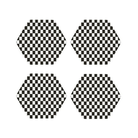 

Tideii Black and White Checkerboard for Leather Coasters 4 Pieces Anti-fouling and Anti-scalding Decorative Coasters Suitable for Restaurants Kitchens Coffee Shops-Hexagon