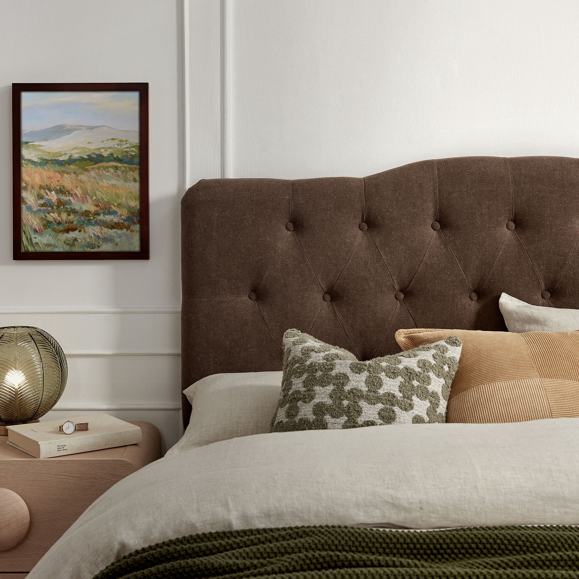 Annabel Premium Linen Blend Queen Headboard in Cocoa