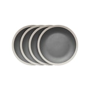 Stone Lain Serenity 16-Piece Stoneware Round Dinnerware, Service for 4, 2-Tone, Dark Gray-Cream