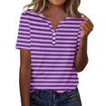thumbnail image 2 of Plebaso T-Shirts à Rayures Col en V pour Femmes Manches Courtes Été Décontracté Blouses Amples pour Femmes, 2 of 7