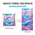 thumbnail image 6 of Djunllk Beach Bag, 2-in-1 Beach Towel Microfiber Sand Free, Foldable Towel Shawl Super Absorbent Lightweight, Drawstring Backpack for Travel Pool Camping, Beach Vacation Essentials, 31.5" x 62.9", 6 of 6
