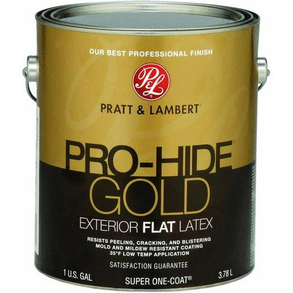 Pratt & Lambert Pro-Hide Gold Flat Latex Exterior House Paint, PartNo 0000Z8491-