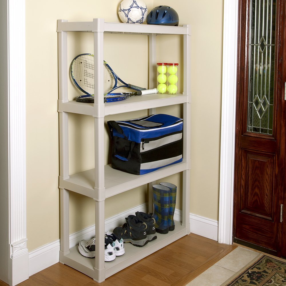 Shelving Storage 4 Unit Shelf Organizer Garage Rack Plastic Closet