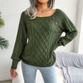 thumbnail image 2 of Casual Knitted Sweater Tops for Women Cable Knit Long Sleeve Round Neck Button Sweaters Fall Winter Pullover Jumpers, 2 of 8