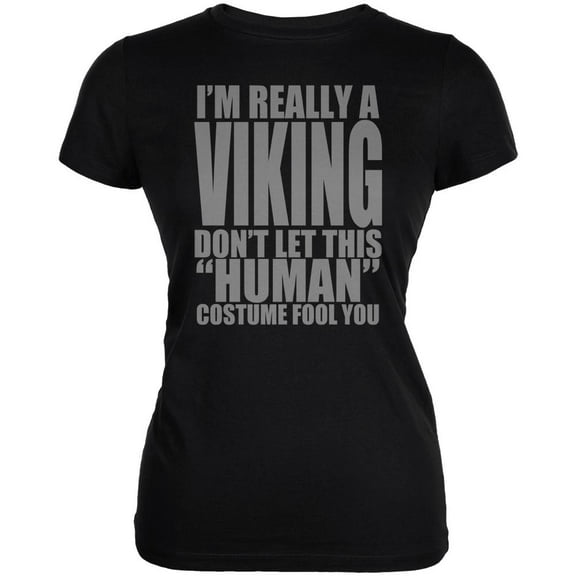 Halloween Human Viking Costume Juniors Soft T Shirt Black MD