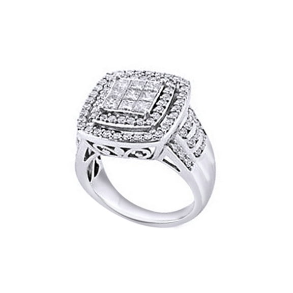 AFFY White Natural Diamond Fashion Ring In 10k White Gold