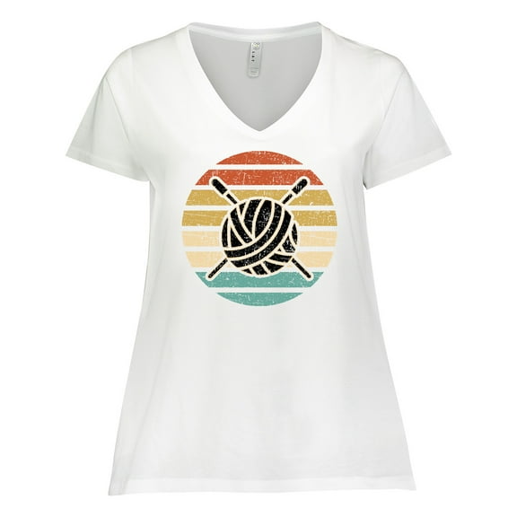 Inktastic Knitting Club Yarn Gift for Knitter Women's Plus Size V-Neck T-Shirt