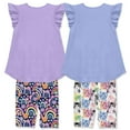 thumbnail image 2 of Millie Loves Lily Girls Orchid and Periwinkle High-Low Tops and Printed Bike Shorts Set,Toddler Girls,Size 4T,4-PCS, 2 of 5