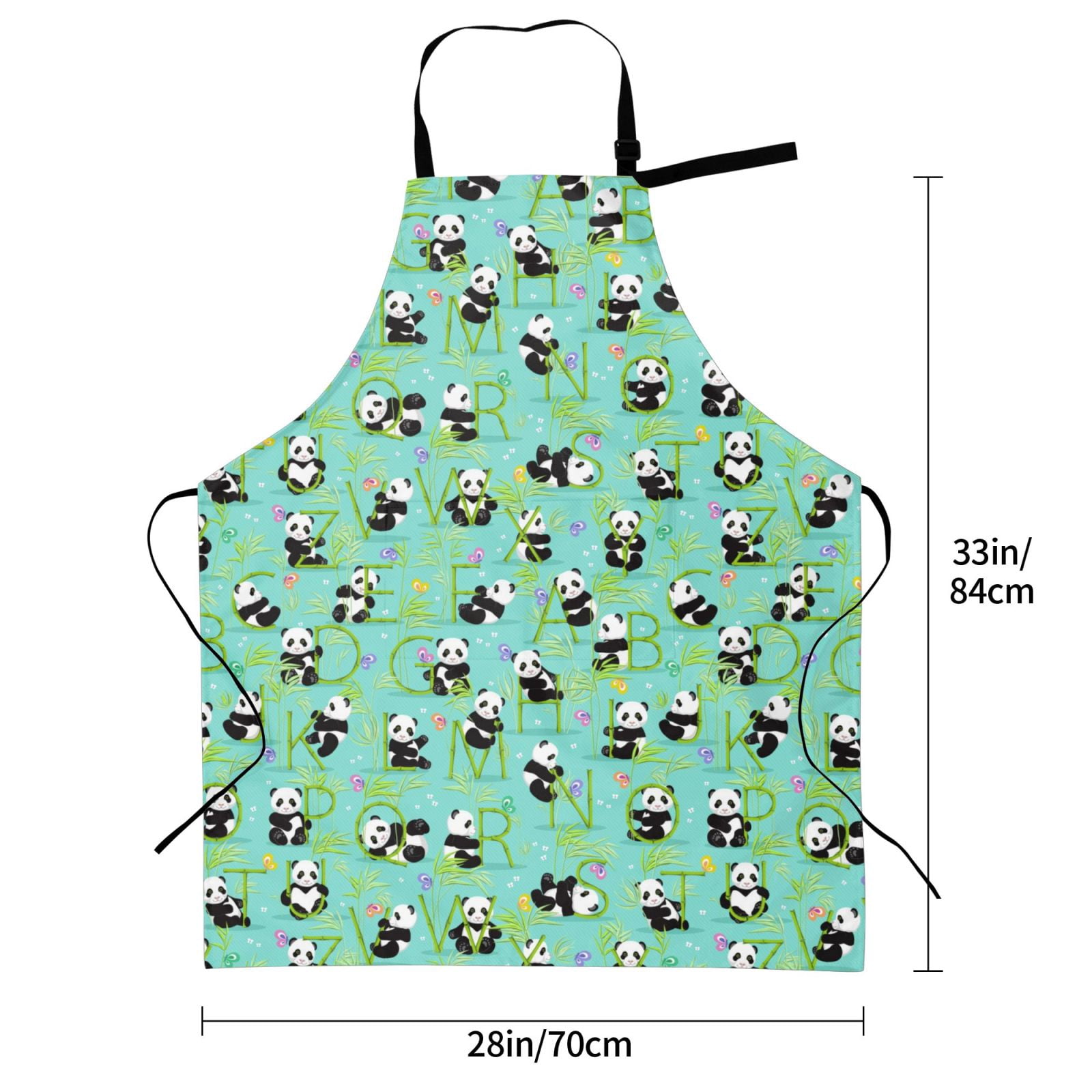 Kdxio Alphabet And Panda Apron with Pockets Adjustable Kitchen Aprons for Men Women Waterproof Aprons for Cooking,Drawing,Crafting, Baking Household Cleaning