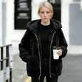 thumbnail image 4 of aohooy Fuzzy Fleece Sherpa Jacket Women Winter Coats Warm Zip Up Hooded Sweatshirt Jackets Comfort Thermal Coat with Pockets Black,M, 4 of 9