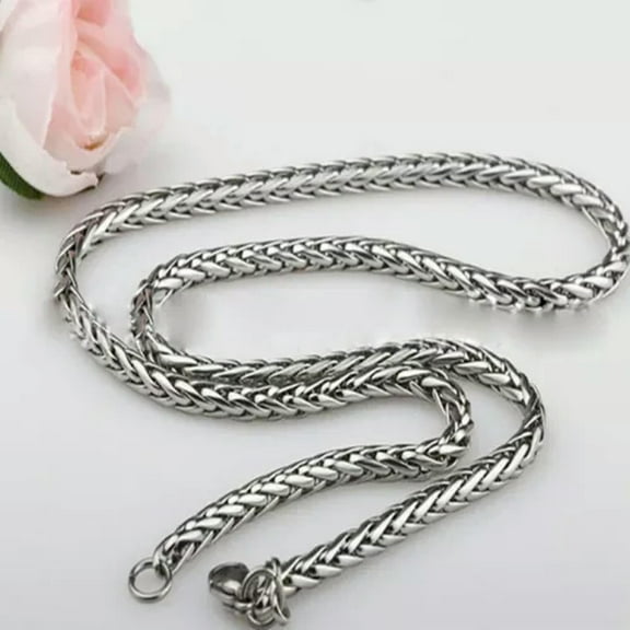 3/4/5/6MM 18-36" MEN Silver Stainless Steel Wheat Braided Chain Necklace