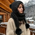 thumbnail image 4 of Thicken Knit Ushanka Neck Gaiter Furry Lining Thicken Neck Warmer Knit Scarf for Cold Weather Insulated Hat, 4 of 9