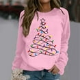 thumbnail image 2 of Wang6 Womens Plus Size Christmas Sweatshirts Crew Neck Christmas Tree Printed Hoodless Pullovers Long Sleeve White Graphic Tshirts Tops Pink XXXL, 2 of 4