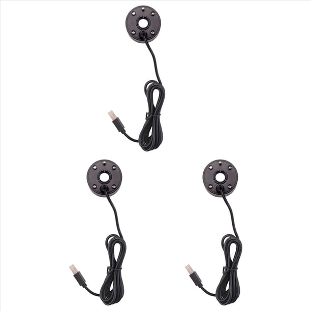 3X Mist Maker, Puerto USB, 4 Luces LED de Colores, Mini Mister Fog Machine, Fuente Interior, Jardín, Estanque, Nebulizador de Agua, Atomizador Negro