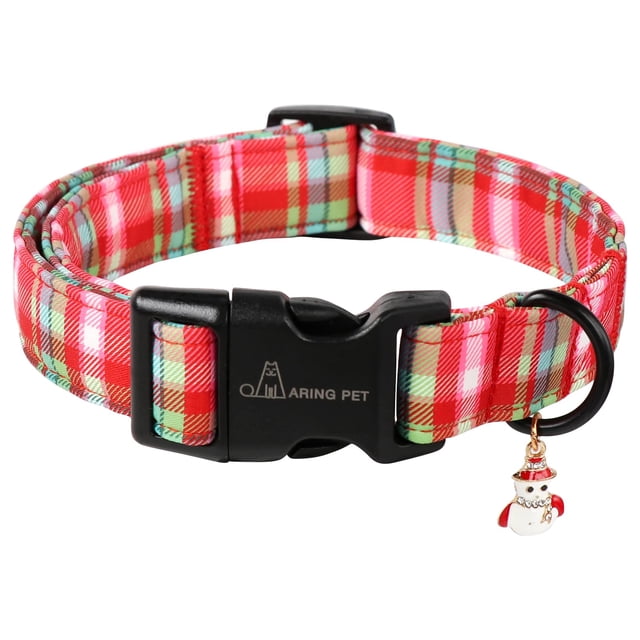 Collar para perro Aring Pet ajustable a cuadros rojos y verdes de 40,6 a 60 cm