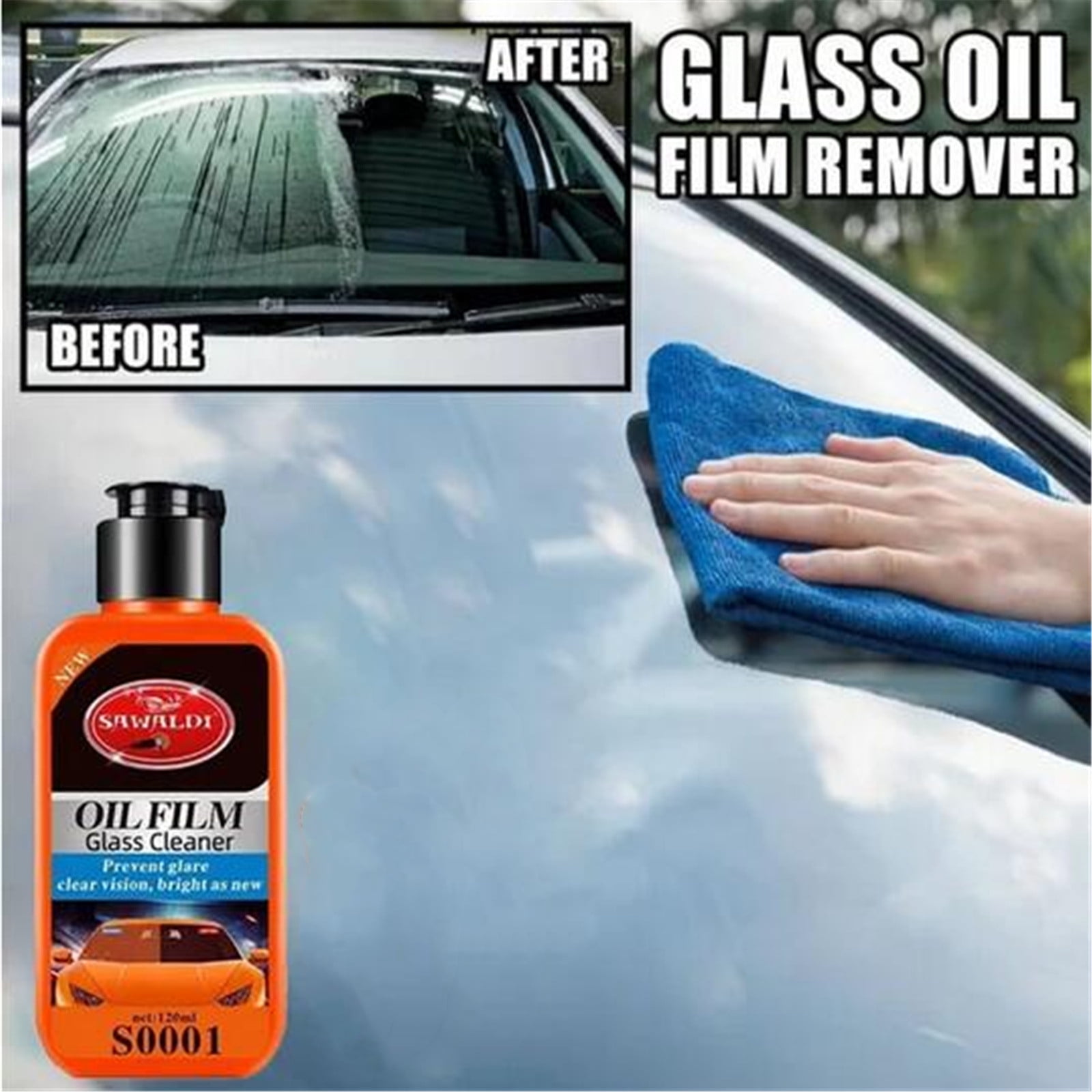 Car Glass Oil Film Cleaner,Glass Cleaner for Auto and Home Eliminates