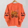 thumbnail image 6 of Women's Fall Clothes Sweatshirt Halloween Graphic Pullover Tops Crewneck Long Sleeve Casual Shirts Vintage Pumpkin Print Outerwear for Festival Party, 6 of 7
