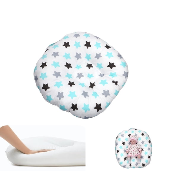 QZS Cotton Nest Sleeper Bed Pillow,Breathable Pillow,Soft Lounger Pillow Snugly,Emovable Slipcover (Star, 23.6 x 21.6'')