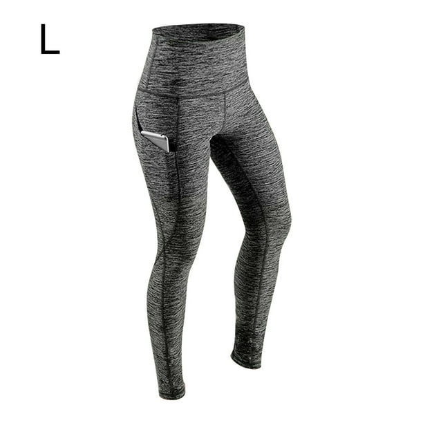 Leggings Pantalones elásticos de yoga de cintura alta Fitness Sports Mujer Trajes, Gris, L tholdsy AP002120-11