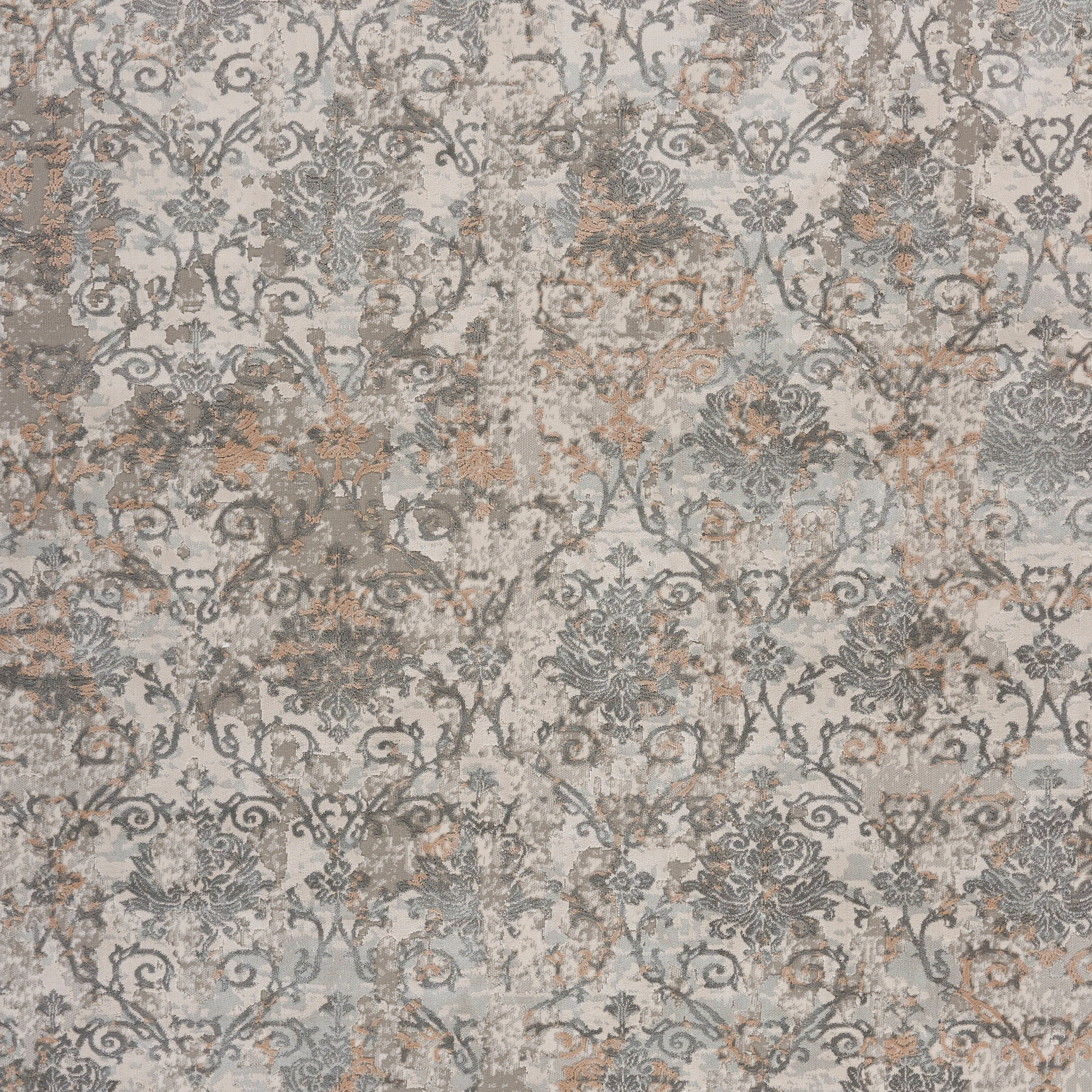 LR Home Imara Blake Cream/Taupe Traditional Damask Polyester Area Rug, 1'10" x 3'