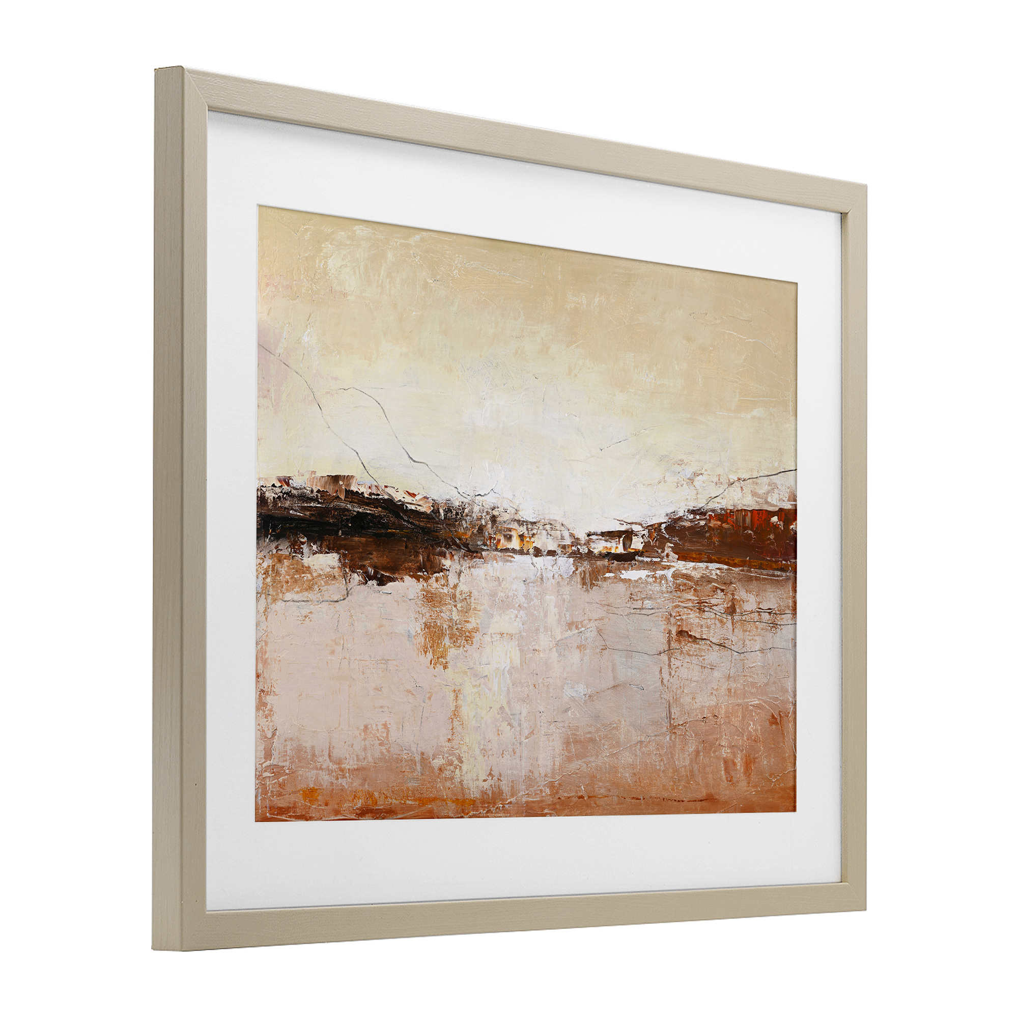 Warm Distressed Horizon Birch Framed Print Under Glass, design by Design Fabrikken