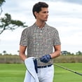 thumbnail image 3 of Honeii Black And White Houndstooth Print Polo Shirt, A Classic Short-Sleeved, Button-Down Golf Shirt for Men,Mens Polo Shirts Short Sleeve-, 3 of 6
