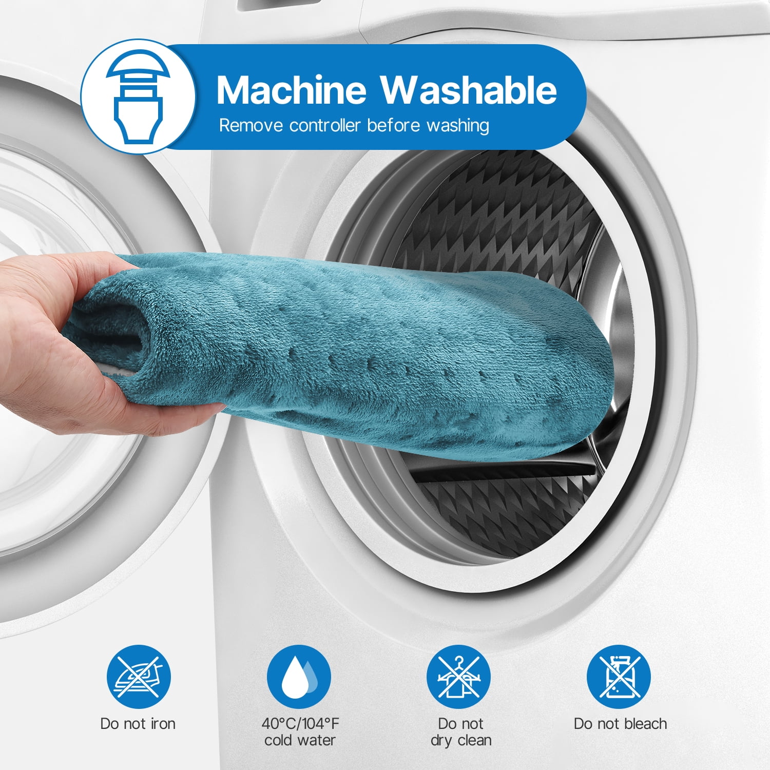 RENPHO Heating Pad, 10 Heat Settings, Auto Shut-Off Feature, FSA HSA Eligible, 12"x24", Blue