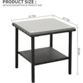 thumbnail image 3 of Valita Outdoor Wicker Glass Top Side Table Patio Rattan Square End Table, Black, 3 of 6