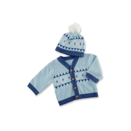 Fair Isle Hat Patterns - Baby Aspen Fair Isle Cardigan & Pom Pom Hat, 2pc Set (Baby Boys) 0-6mo.