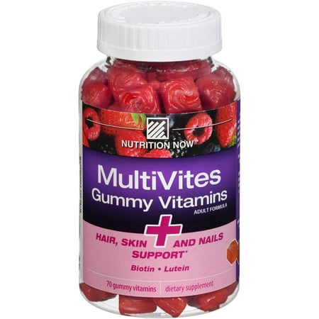 Nutrition Now MultiVites Gummy Vitamines avec Biotine et lutéine, 70 Ct