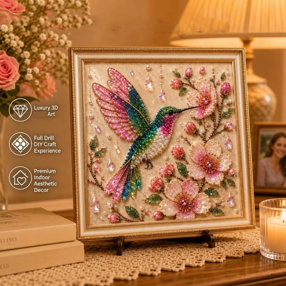 Hummingbird Diamond Art Painting Kit DIY Bird Diamond Painting Kits 5D Full Drill Painting Kit Art and Crafts for Adults Home Room Wall Decor