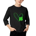 thumbnail image 3 of T-Shirt de la Saint-Patrick pour Filles, Mignon T-Shirt Graphique à Manches 3/4 Col Rond avec Imprimé Irlandais, Hauts Décontractés Printemps Été pour Vacances, Fête d'Anniversaire et Usage Quotidien Noir 120, 3 of 5